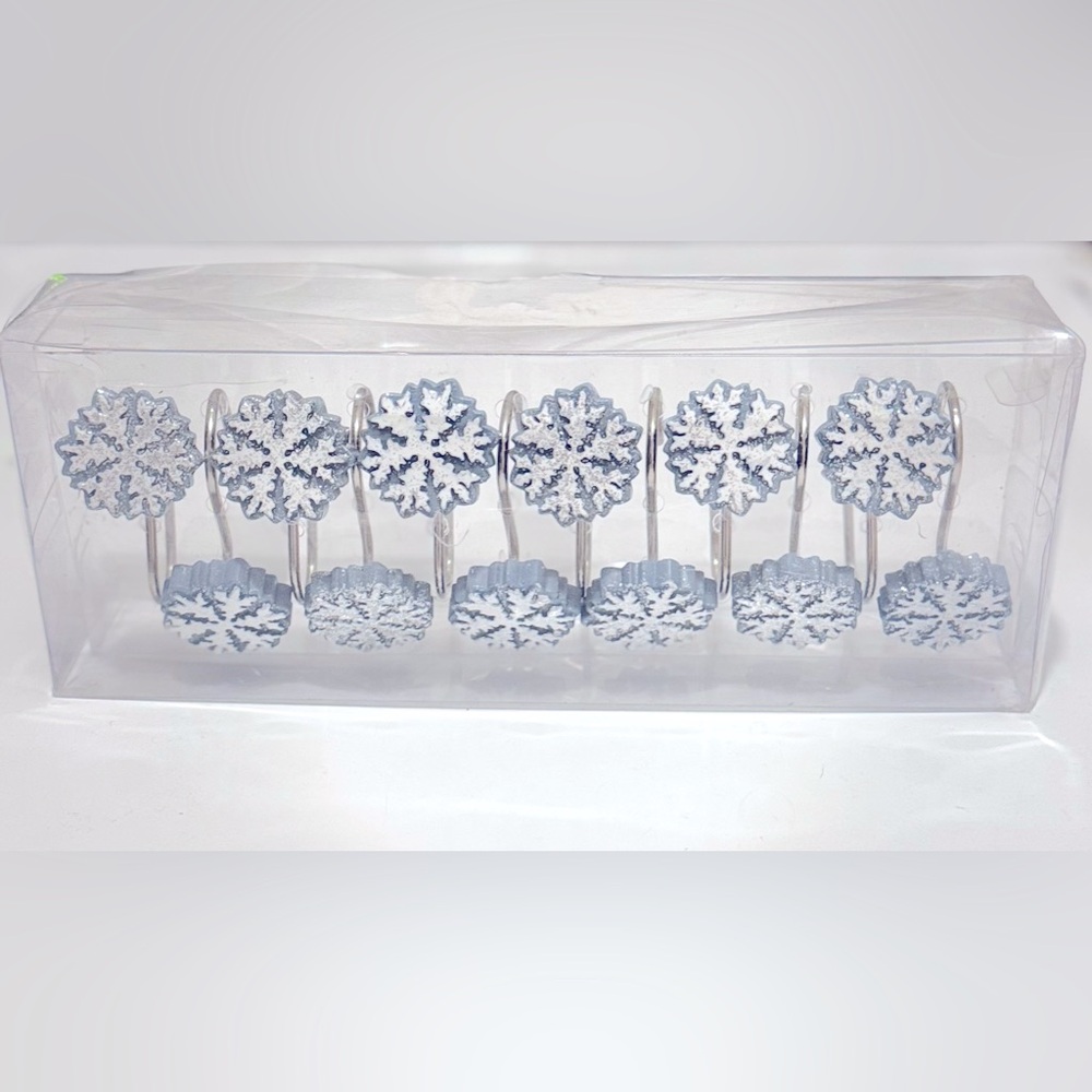 Snowflake shower curtain hooks - seasonal